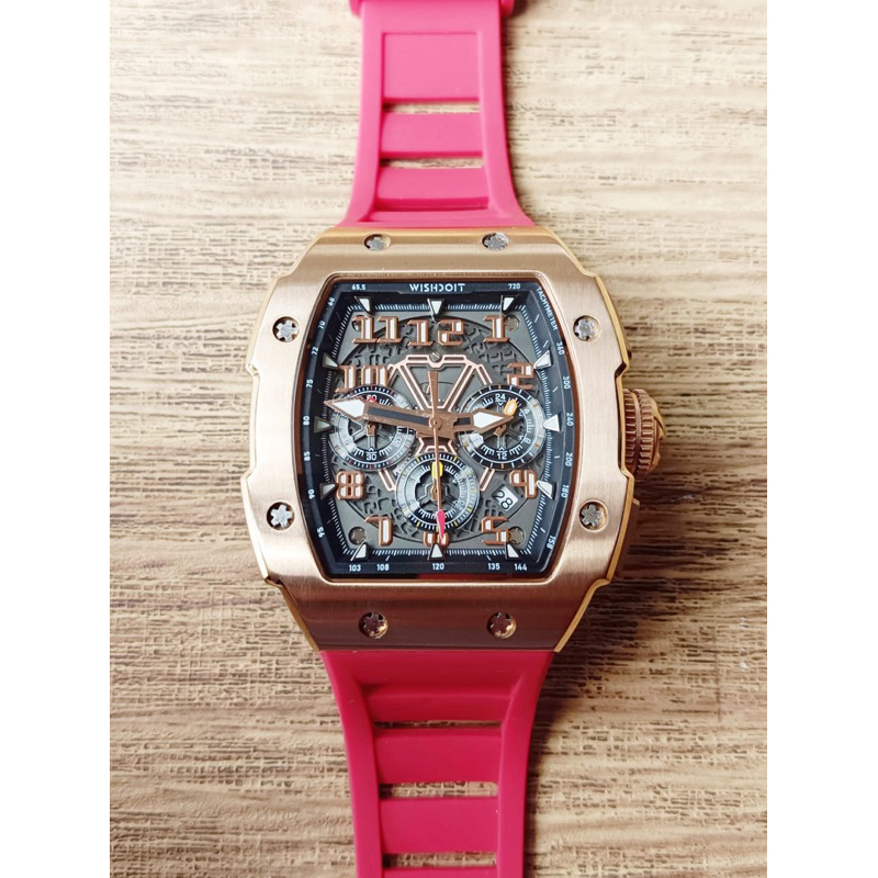 Jam Tangan Pria Wishdoit GT Chrono Rose Gold Red Strap