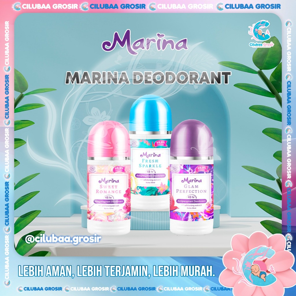 MARINA Anti Perspirant Deodorant 50ml || Marina Deodorant Tahan 48 Jam Sweet Romance || Fresh Sparkl