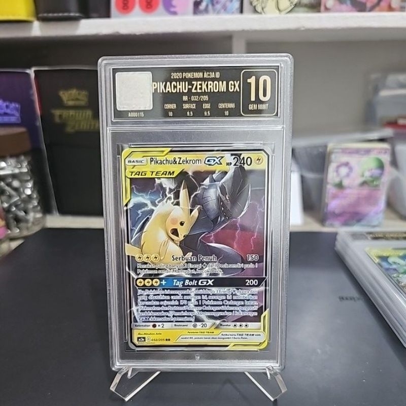 pikachu zekrom gx tag team rr egs 10 gem mint original pokemon martu tcg indonesia asli