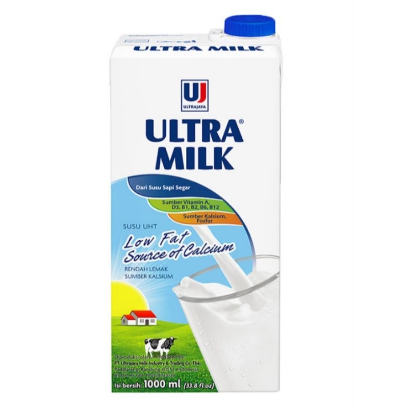 

Ultra milk susu UHT rendah lemak low fat 1 liter original