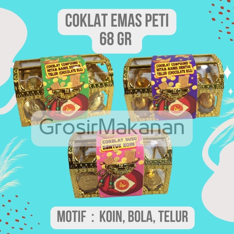 

Cemilan / Parcel Coklat / Coklat Koin Emas Kemasan Peti 68 Gr / Halal