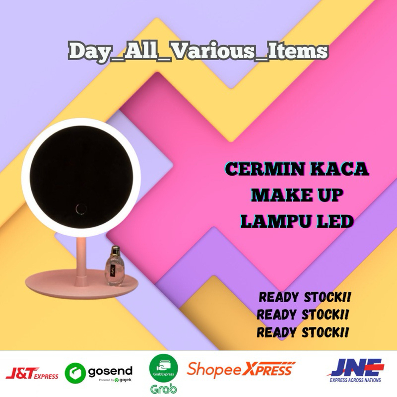 CERMIN KACA MAKE UP LAMPU LED 3 WARNA