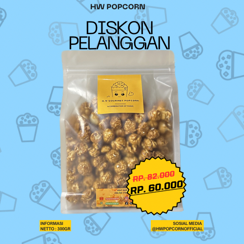 

HW Popcorn | 250gr Caramel | 100% Halal | Camilan Keluarga