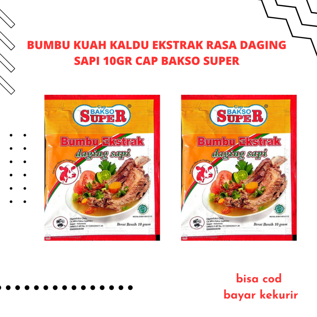 

Bumbu kuah kaldu ekstrak rasa daging sapi 10gr Cap Bakso Super