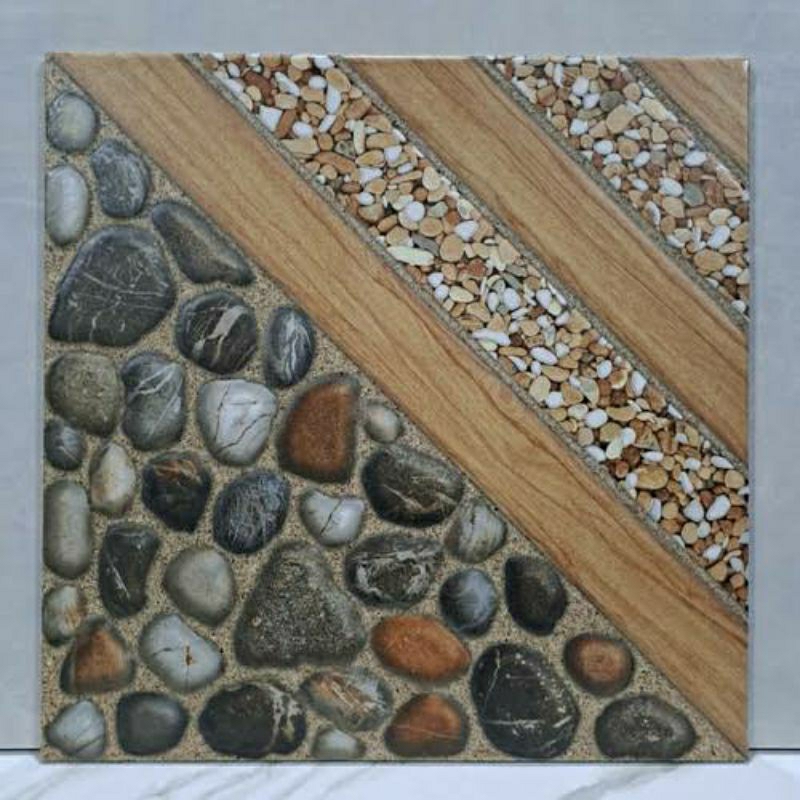 Keramik Mulia Ceramics TERBARU Lantai 40x40 kasar batu batu motif minimalis simple Grey beige Abu Co