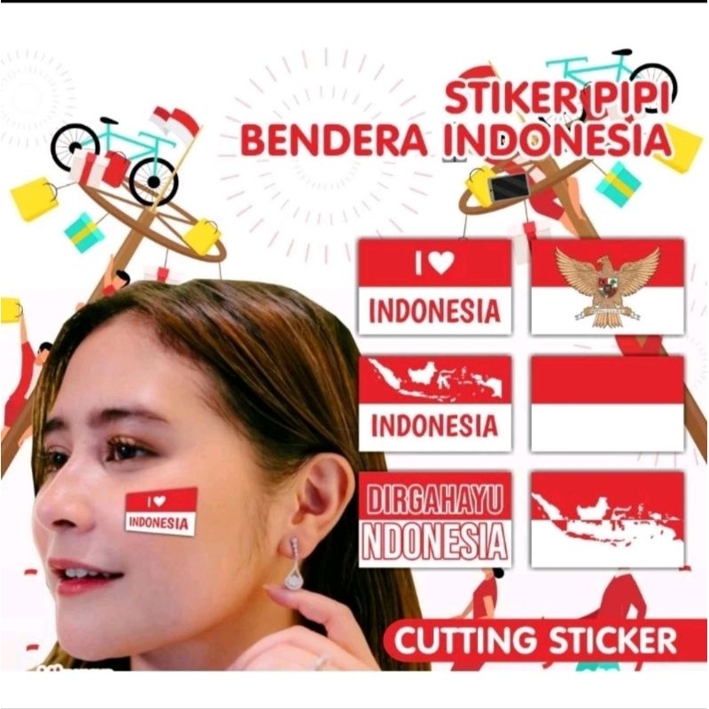 

Stiker Pipi Bendera Merah Putih 17 Agustus Tempelan Pipi Cutting 1 Lembar isi 32 pcs