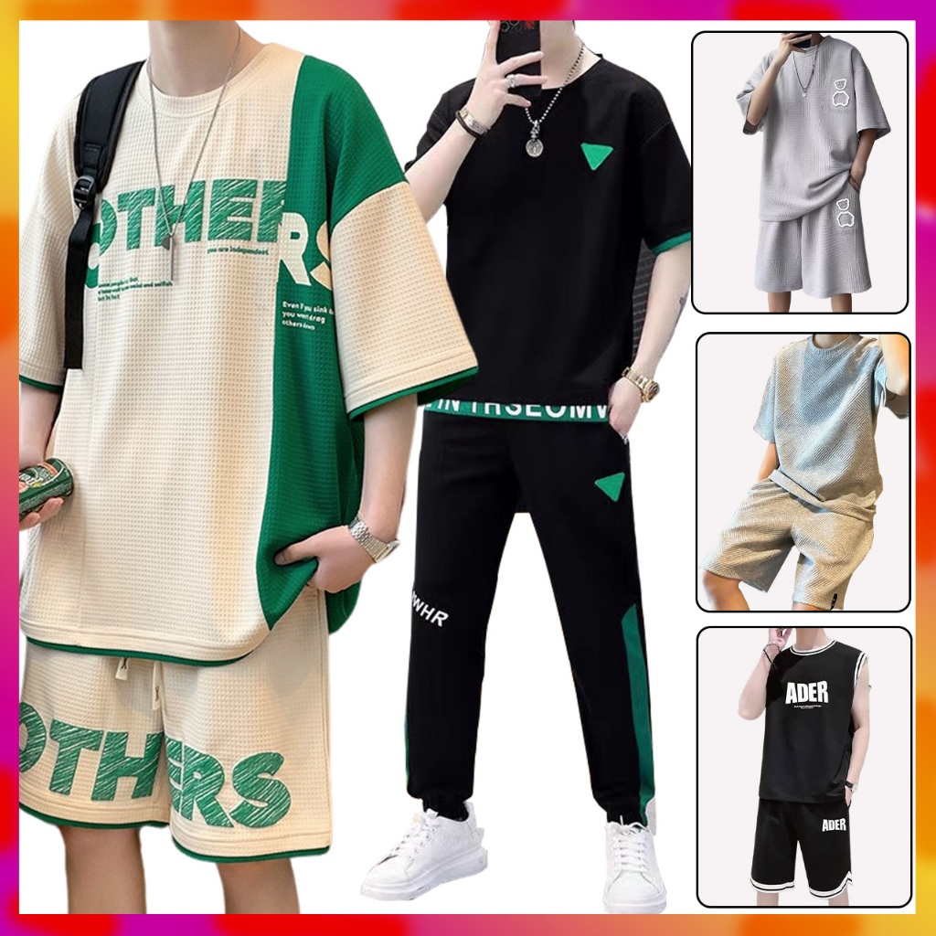 setelan baju olahraga pria baju setelan pria oversize korean style