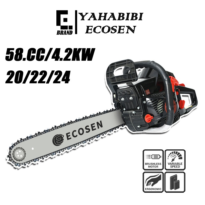YAHABIBI Mesin Potong Kayu 58CC Chainsaw 2Tak 20/22/24" Untuk Potong Pohon Kayu gergaji kayu  gergaj