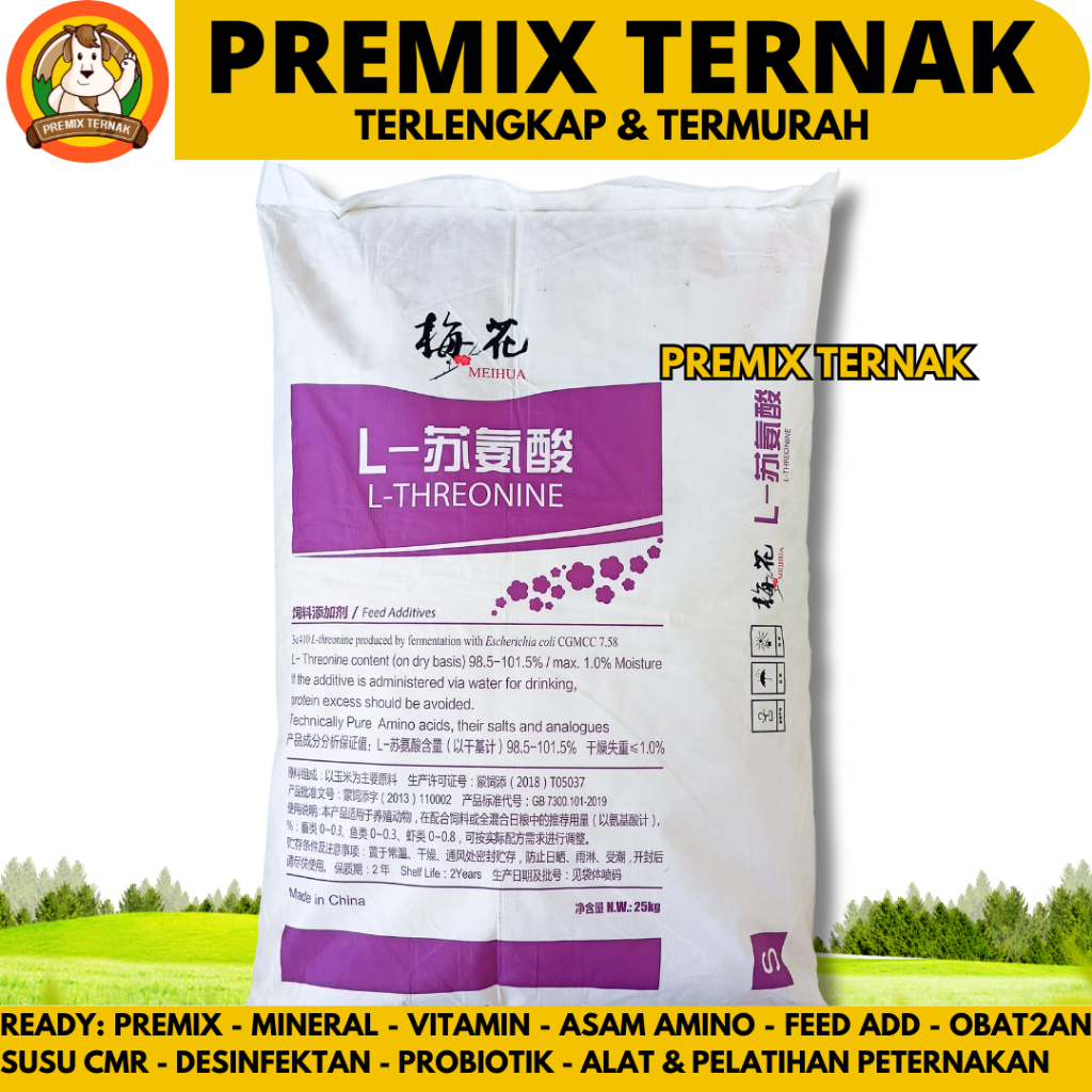 L THREONINE 1 KG MEIHUA UNGU - Threonine Asam Amino ternak 1 kg - L threonin - Asam amino untuk ungg