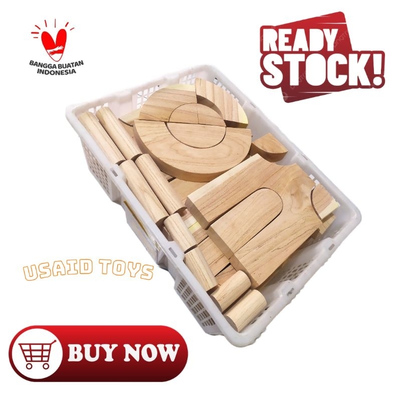 Balok pdk natural Kayu Mindi Isi 100 Mainan APE