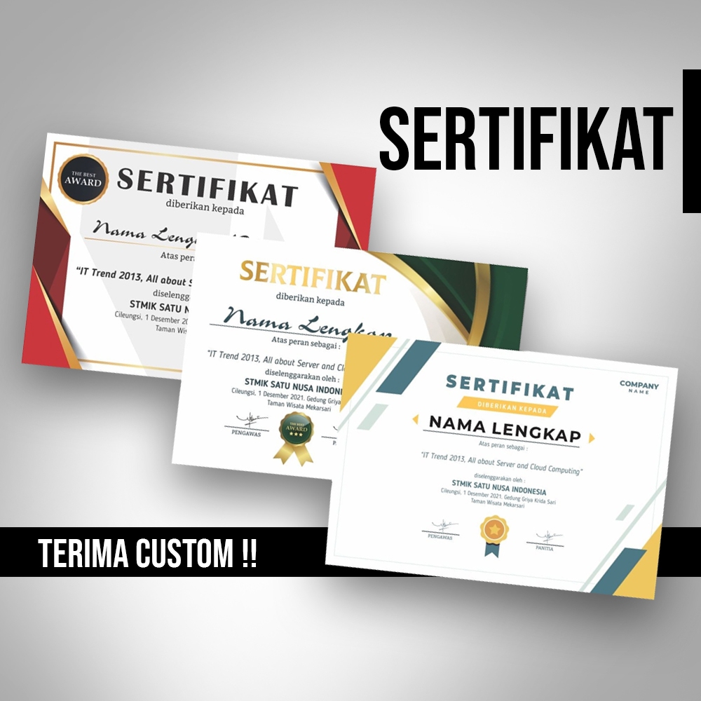 

Cetak Sertifikat / Piagam Custom Murah - Kualitas HD - Untuk Sekolah & Acara