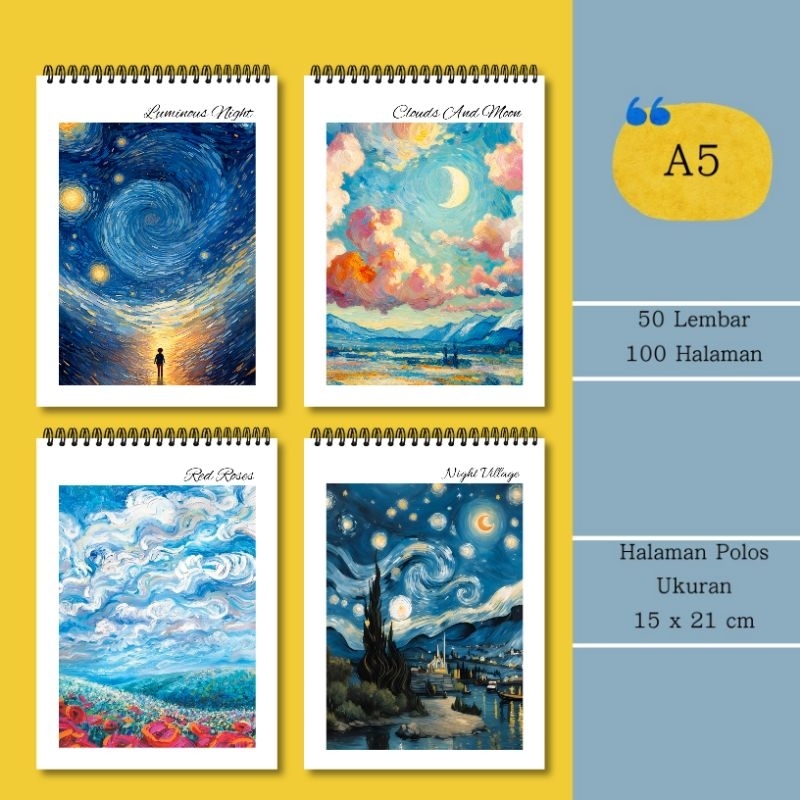 

(HNC) Sketchbook A5 Buku Gambar Vertikal Jilid Spiral isi 50 lembar 100 halaman