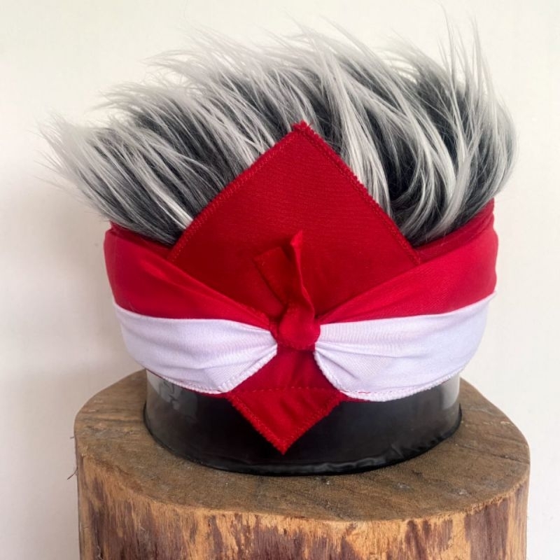 udeng rambut merah putih topi rambut palsu pria blangkon