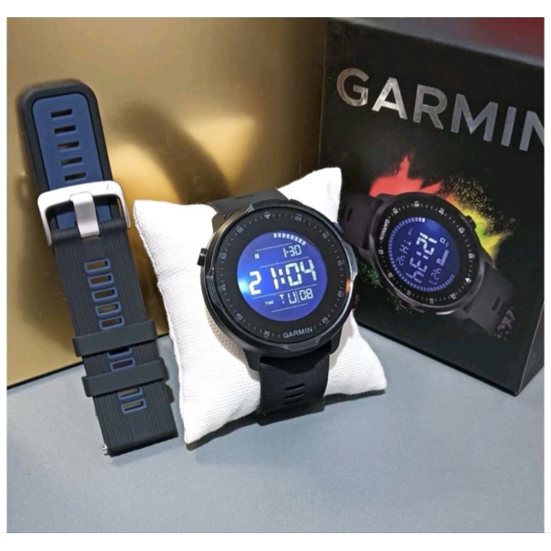 Jam Tangan Pria Garmin Running-2230 Digital Tali Rubber Free Tali Rubber Cadangan Tanggal Hari Aktif