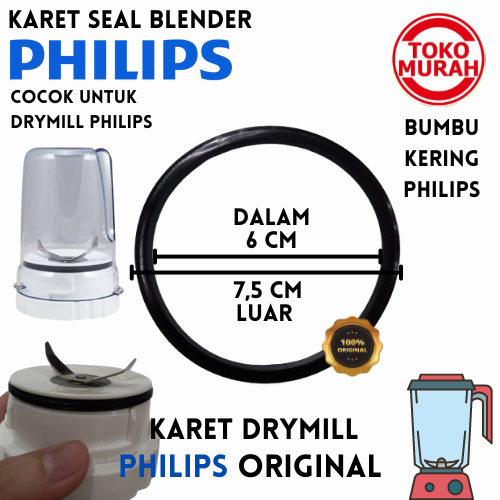 Seal Karet Bumbu Kering DryMill Blender PHILIPS Warna Hitam