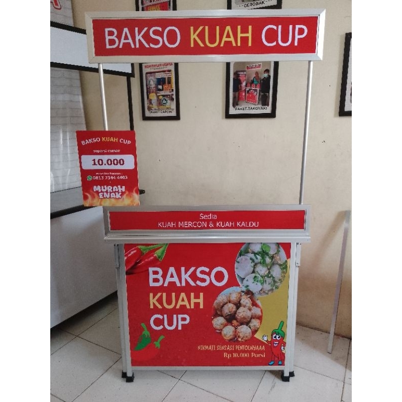 Booth Portable Meja Lipat Gerobak Lipat Rombong bahan aluminium ukuran 1 meter dengan lubang dandang