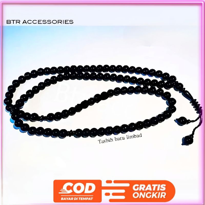 COD✅Tasbih batu blustin narural kesehatan tasbih batu Black Jade limbad asli