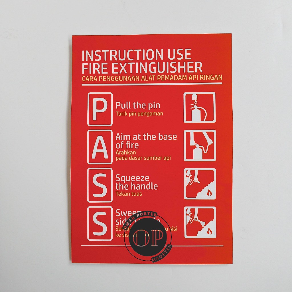 

Stiker Instruction Use Fire Extinguisher - PASS - Apar - Penggunaan APAR