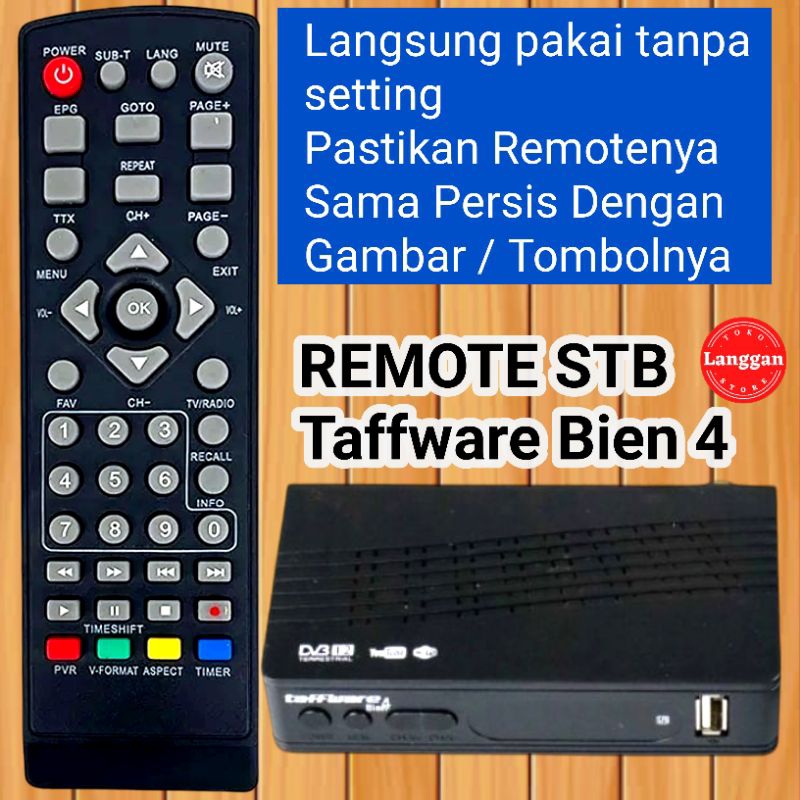 Remote Remot STB Taffware Bien 4 set top box langsung pakai tanpa setting