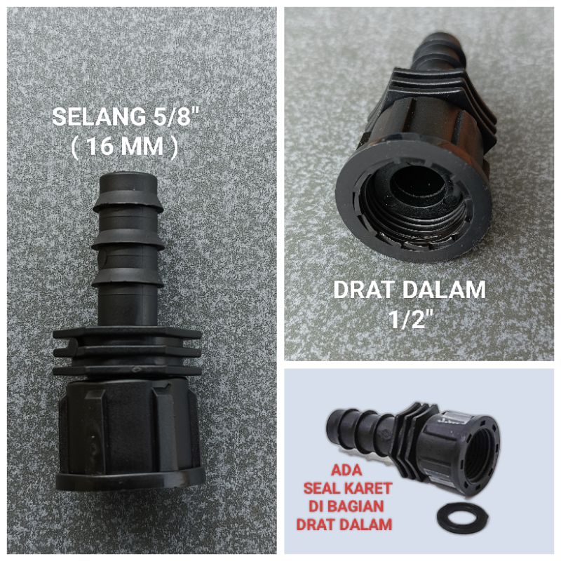 Sambungan PVC Drat Dalam 1/2" Inch Ke Selang 5/8" Inch Konektor Selang Female