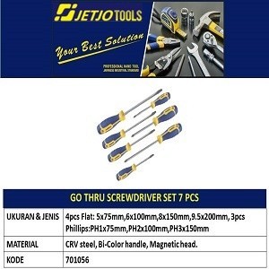 Obeng JETJO TOOLS 701056 / Go Thru Screwdriver Set 7 Pcs LAKONI PRO