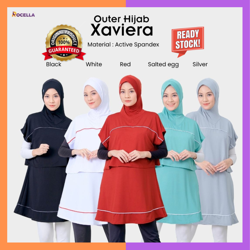 Outer Hijab Xaviera by Rocella Bahan Active Spandex Sport Outfit Baju Olahraga Joging Jalan Lari Pou