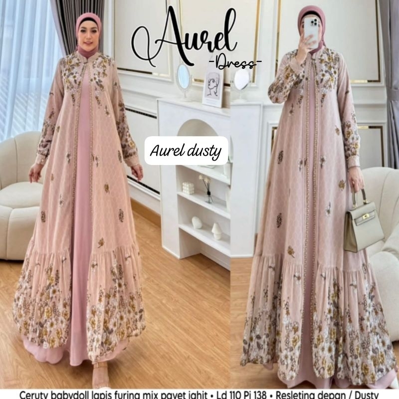 Gamis Aurel ceruty babydoll mix payet