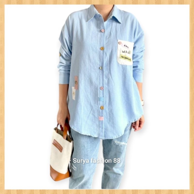 Baju  Atasan Kemeja  Casual Wanita Bahan Katun Linen Premium Model Terbaru Lubana