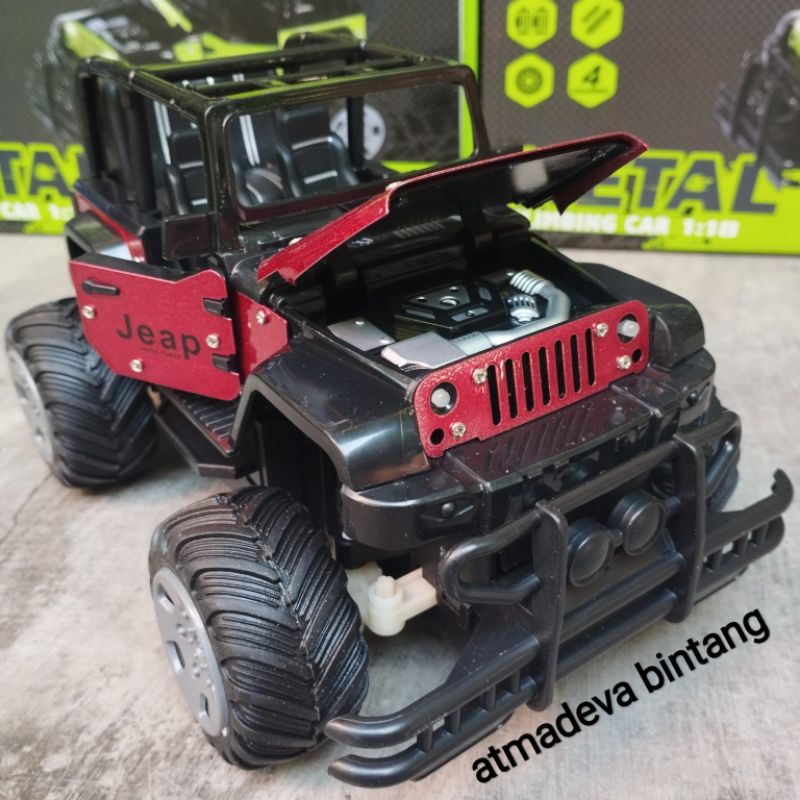 Rc Surabaya Mainan Mobil Remot Die Cast Jeep Rubicon Metal Alloy Buka Pintu Nyala Led Cocok Buat