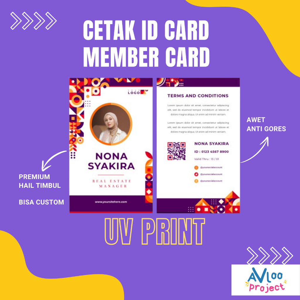 Cetak Kartu ID Card 2 Sisi Cetak Print UV Card Member Bahan PVC| CETAK KARTU EMONEY