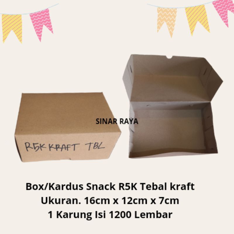 

Dus R5k Polos Tebal Kraft 16 x 12 x 7 cm / Dus Kue Hajatan / Dus Nasi Motif / Dus Snack Roti Kue / Box Nasi
