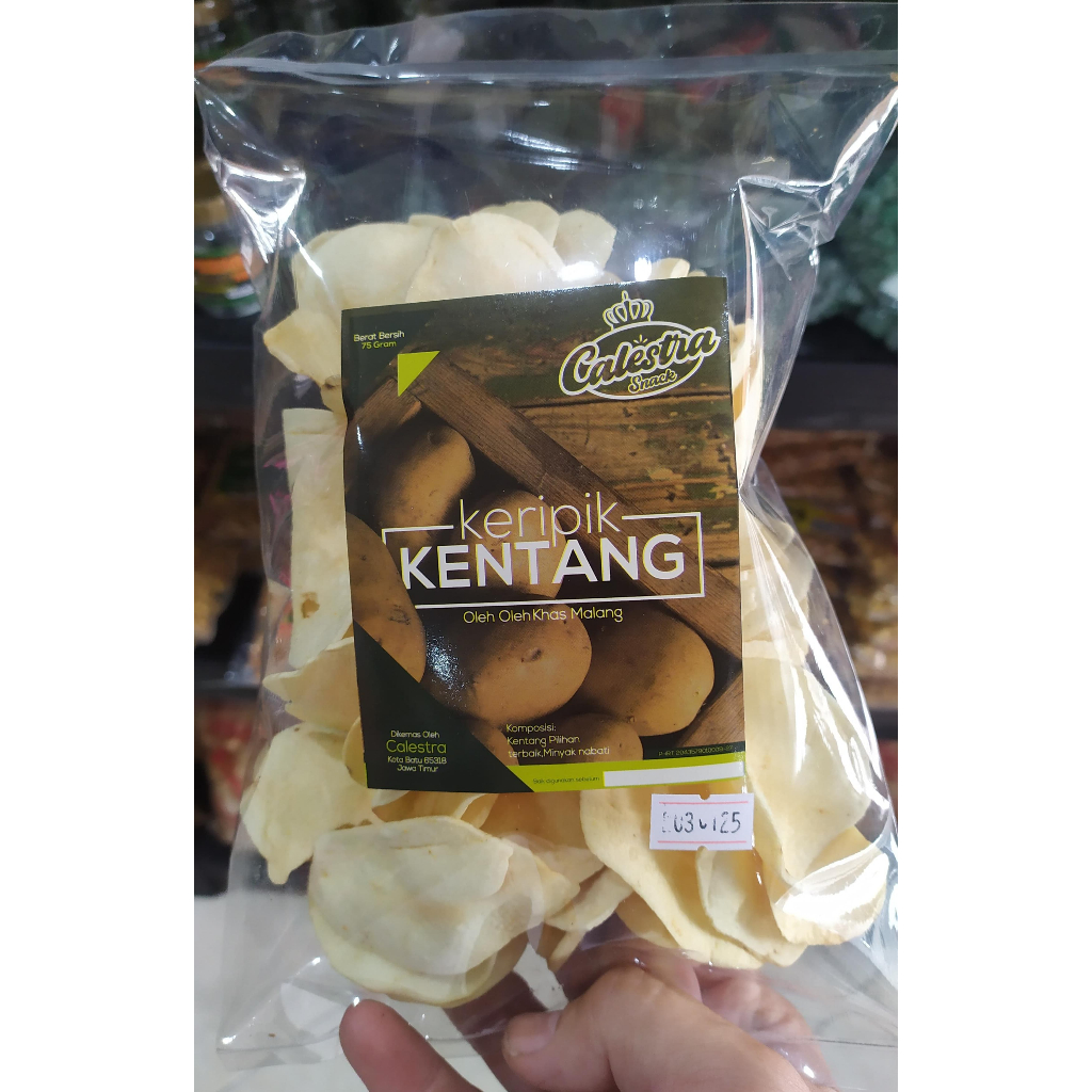 

Keripik Kentang Calestra Rasa Bawang Khas Malang