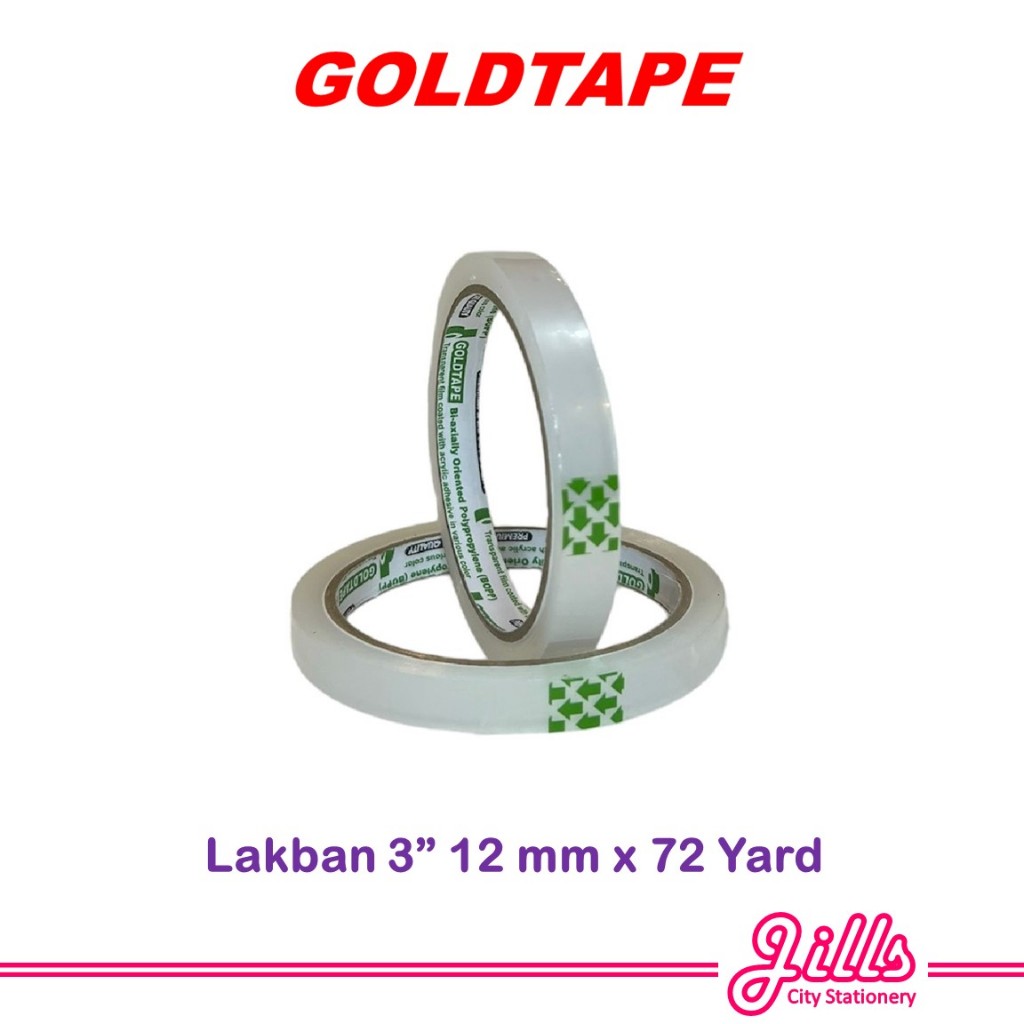 

Goldtape Isolasi / Selotip / Lakban 12 mm x 72 Yard Core Hijau