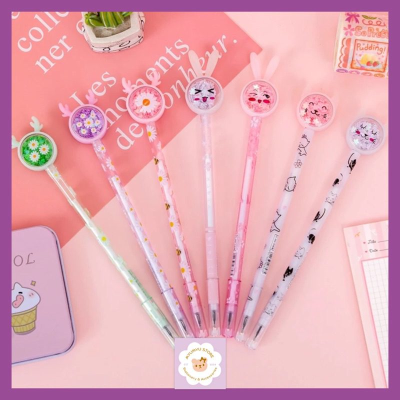 

Pulpen Karakter Bunny Cat Daisy Pena Kelinci Kucing Bunga Lucu Unik Cute Murah