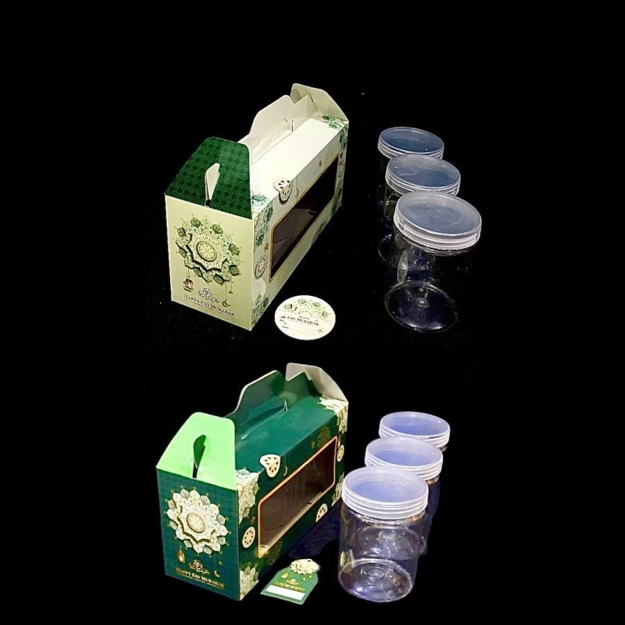 

(3 Pcs)Dus Tenteng Toples 800 Ml Isi 3 Kotak Kuker Idul Fitri Box Hampers Lebaran Lentera 10x28x14