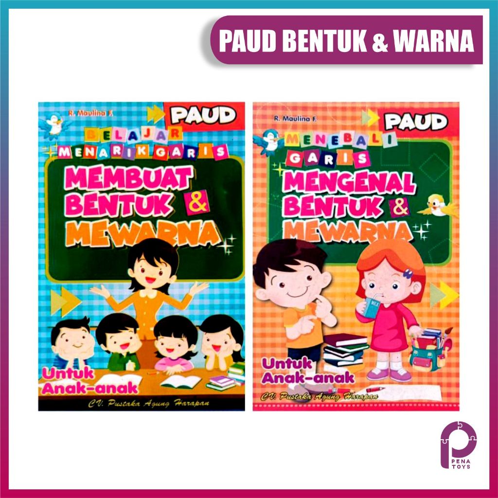 Buku anak TK - Belajar Menarik Garis Membuat Bentuk serta Mewarnai - Latihan Garis Bentuk untuk Anak