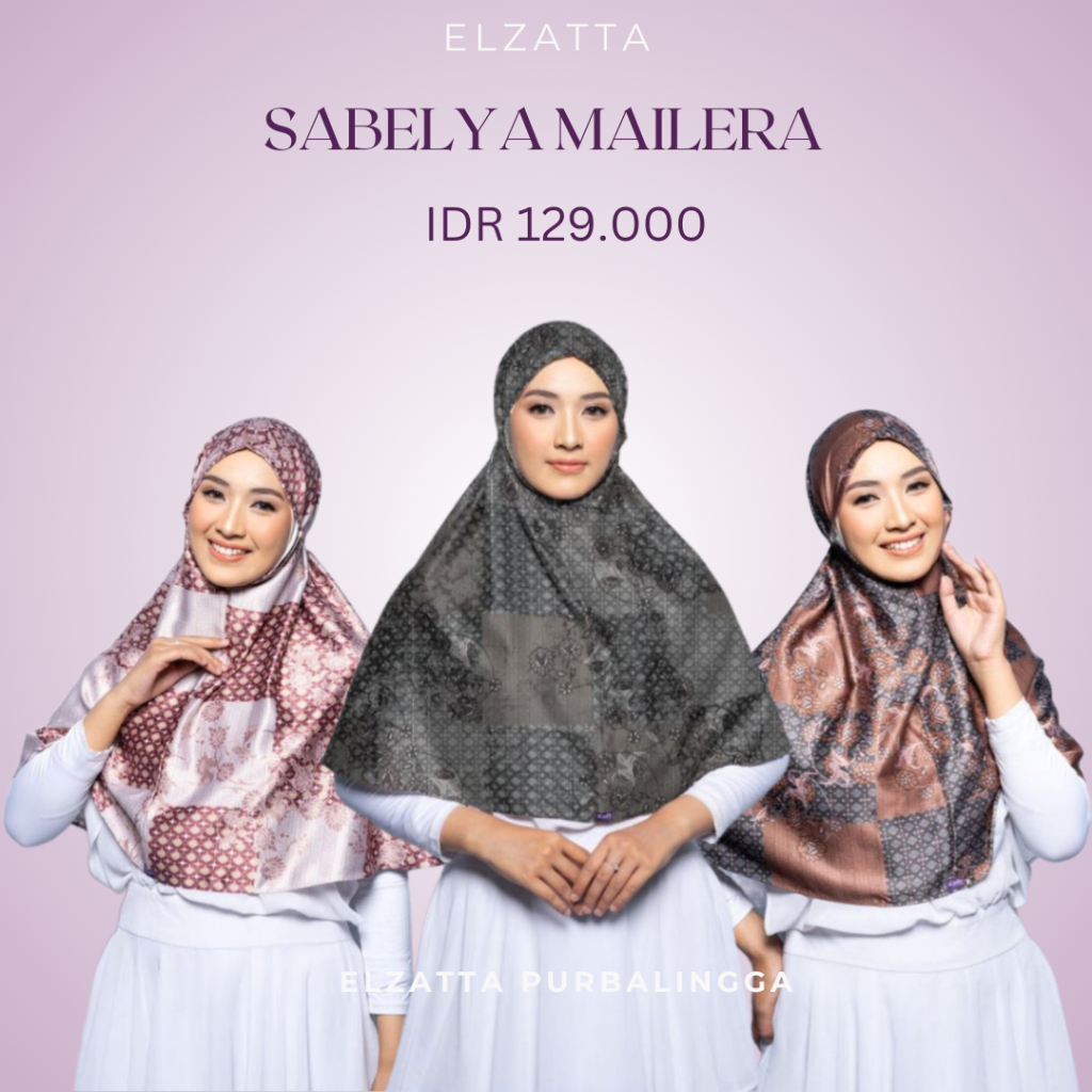 Elzatta Sabelya Mailera Hijab Instan Motif Tali Samping Elzatta