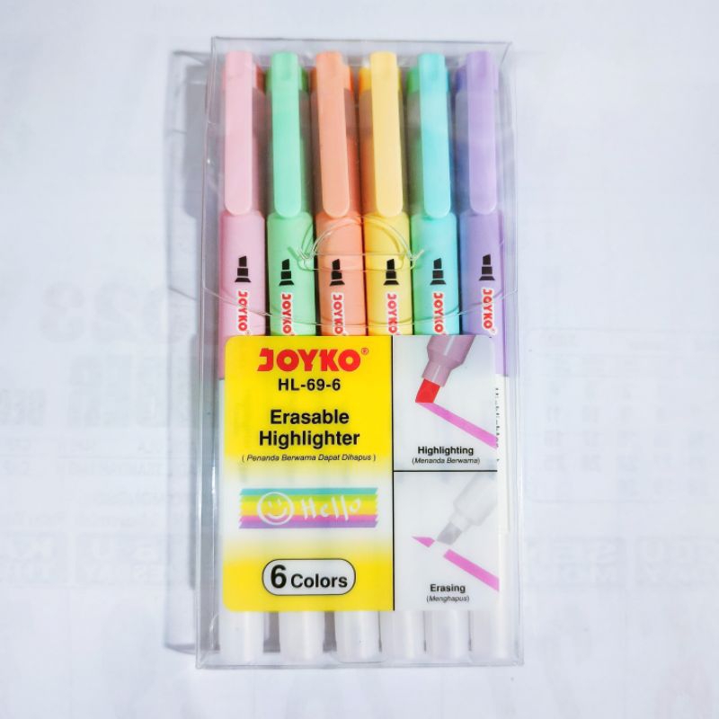 

Erasable Highlighter / Stabilo Joyko HL-69-6 Penanda Buku Bisa Di Hapus ( 6PCS )