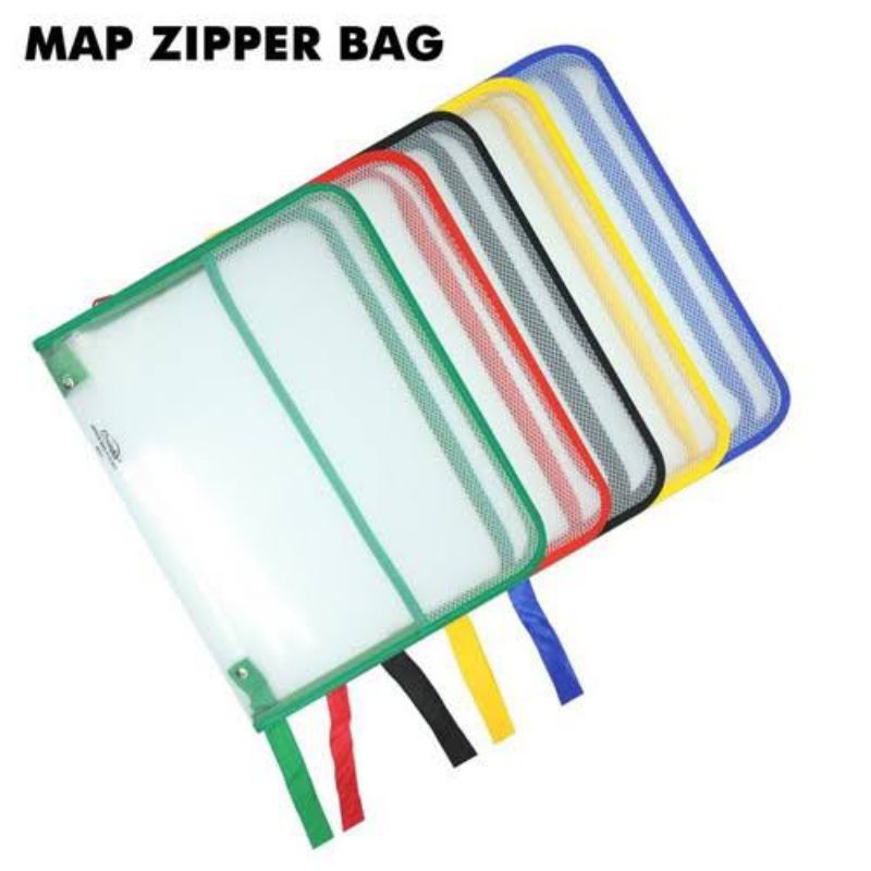 

ZIPPER BAG MAP PLASTIK JALA JARING RESLETING FOLIO F4 A5