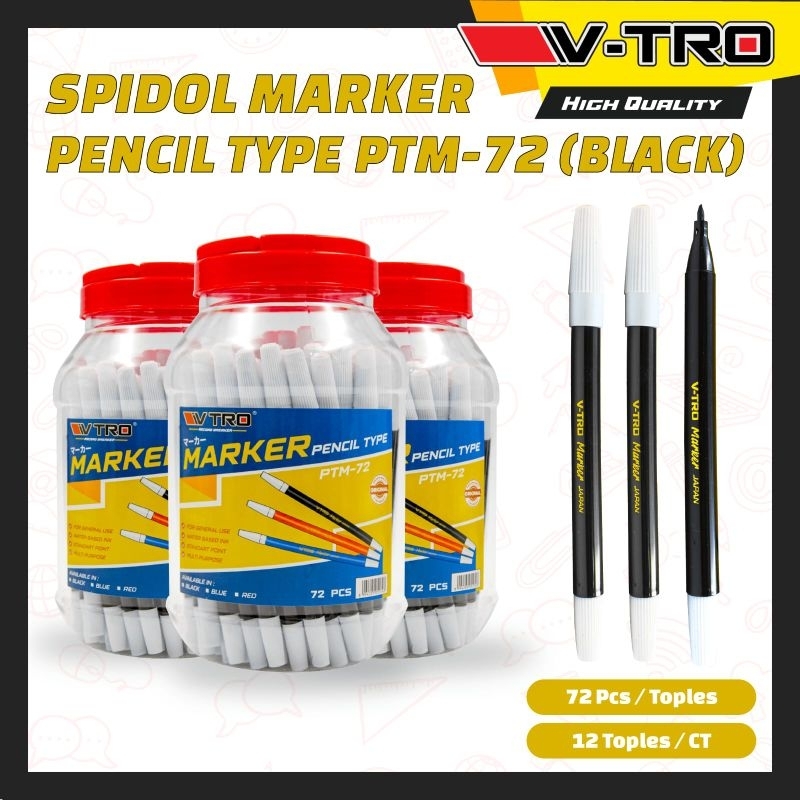 

Spidol Hitam 1 Toples [72 Pcs] V-Tro