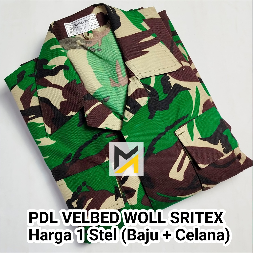 RB Baju PDL TNI Velbed Woll SRITEX 888 Nayaka Military Stelan Pakaian Lapangan Setelan Tentara