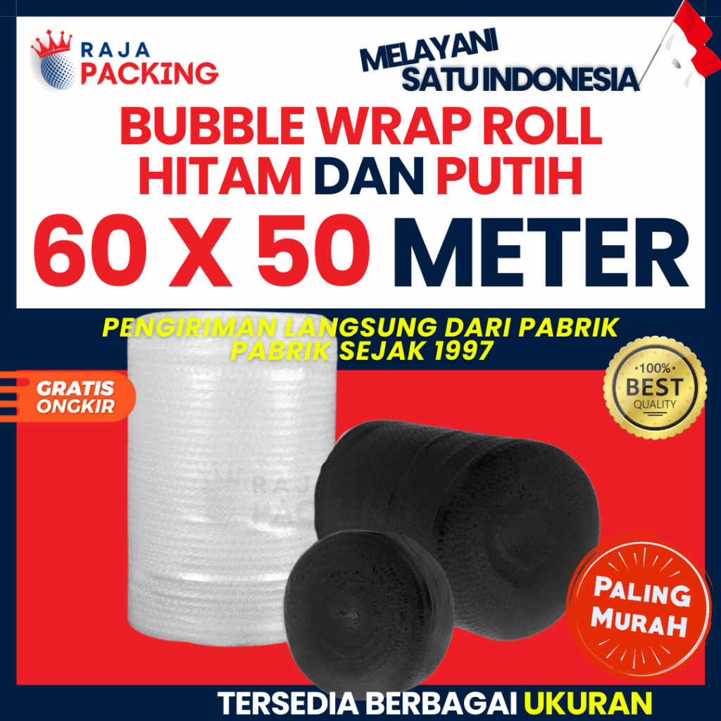 

Bubble Wrap Roll 60cm x 50m Hitam Bening Tebal Murah Jakarta