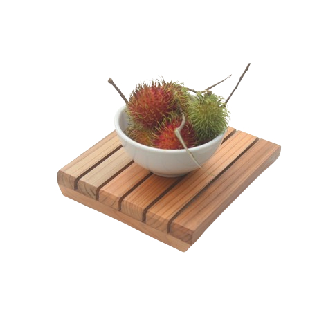 Nampan Kayu Tray Kayu Alas Kayu Rustic Strip Unik Piring Mangkuk Teko Placemate Pinus Serving Tataka