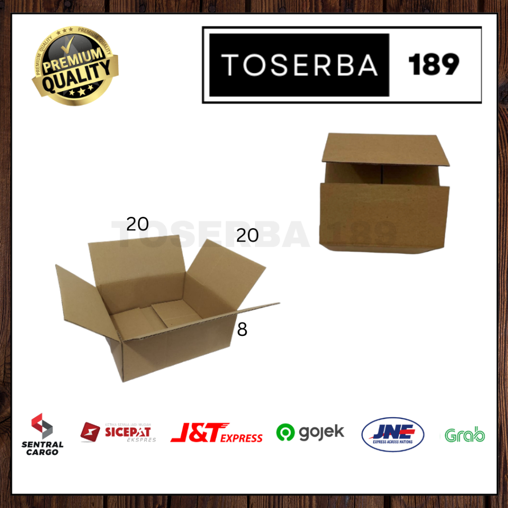 

kotak kardus box packing uk 20x20x8 SHEET POLOS