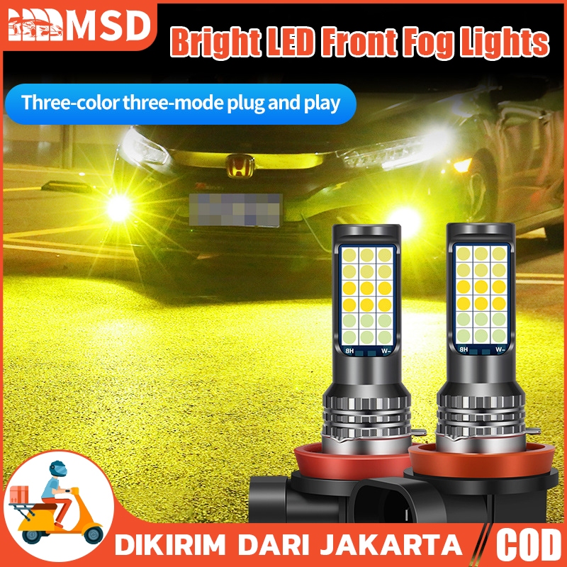 Lampu LED Putih H11 Three Color 36SMD untuk Headlight / Fog lamp Mobil Lampu Depan 3030 SMD 12-24V A