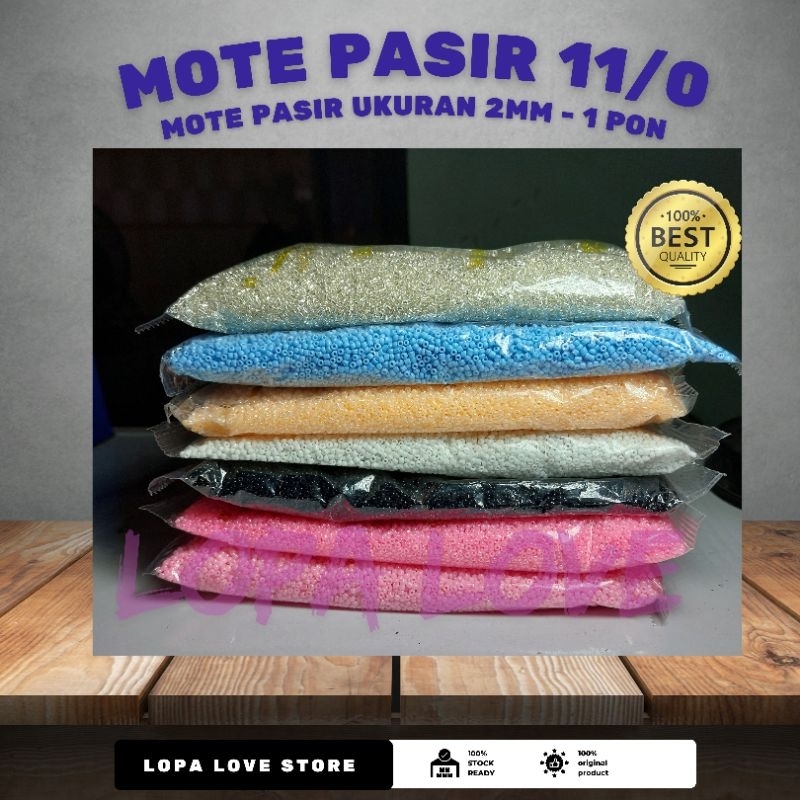 (450 gram) Mote pasir 11/0 - Mote pasir 2mm - Manik pasir - 1 pon