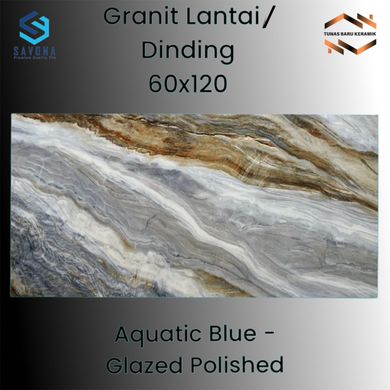 Granit lantai 60x120 Savona Gress Aquatic Blue | Glazed Polished