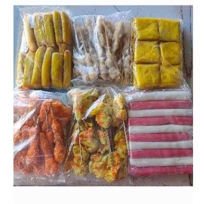 

gorengan lumpia / somay tusuk/martabak/ naget love / paha mix / sate R usus