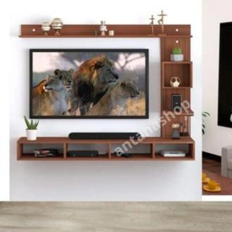 RTD02 Rak Tv Tempelan Dinding Minimalis kabinet 120x25x100cm Tempat penyimpanan meja gantung