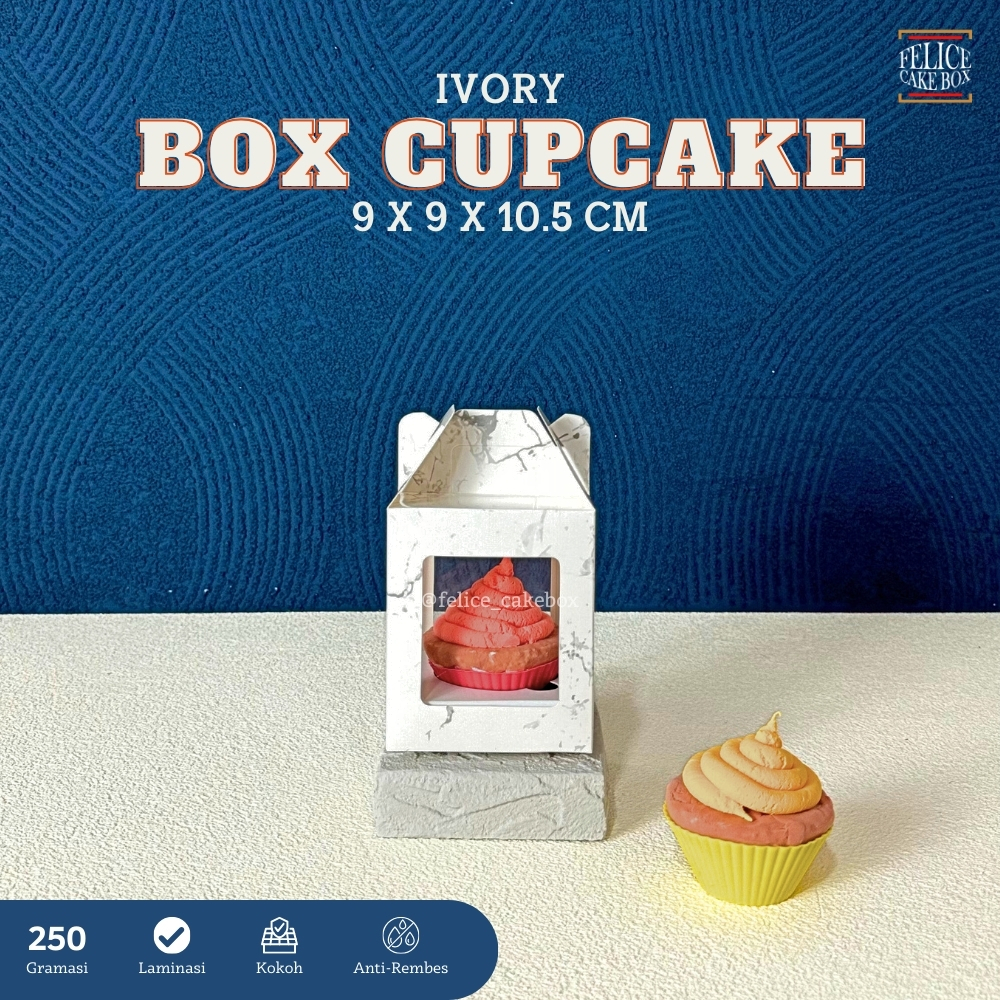 

BOX CUPCAKE IVORY MARBLE 9X9X10.5 CM isi 10 pcs / KOTAK CUPCAKE MARBEL / DUS MUFFIN ISI 1 / KOTAK IVORY CUPCAKE MARBLE